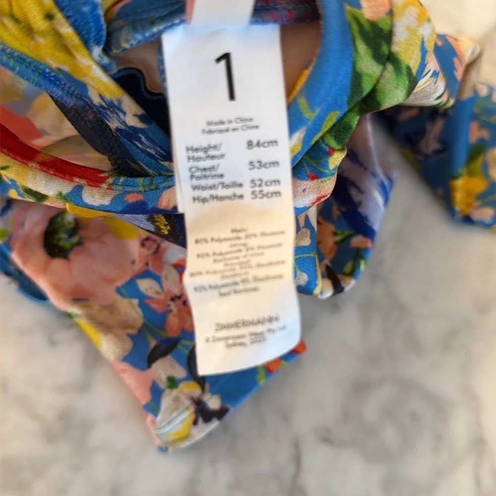 Zimmermann Floral Long Sleeve Rashguard Swim 1Y